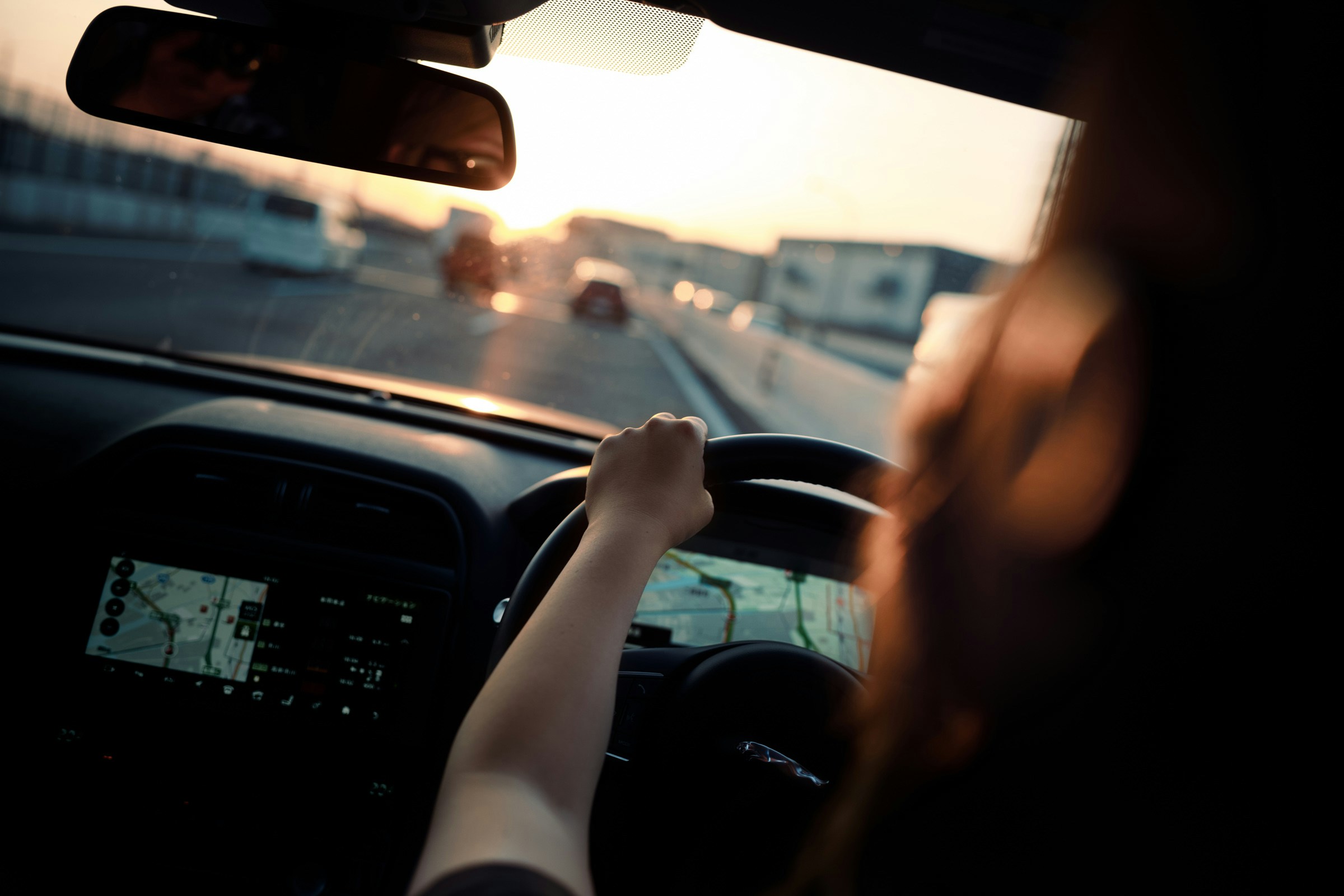 Car being driven on motorway