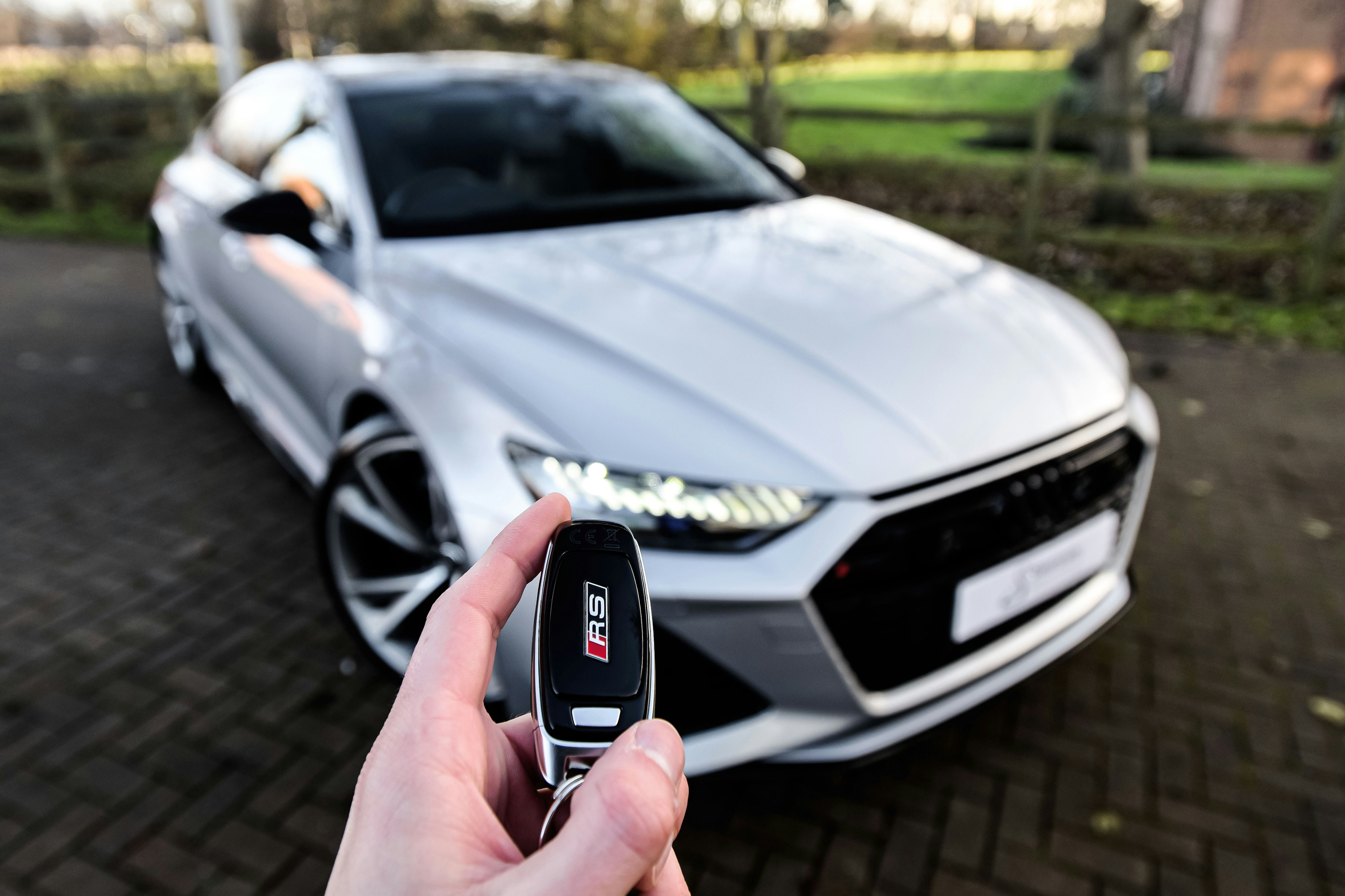 Modern Audi car with key